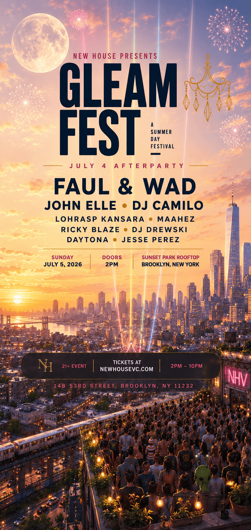 GLEAM FEST flyer — full lineup and event details