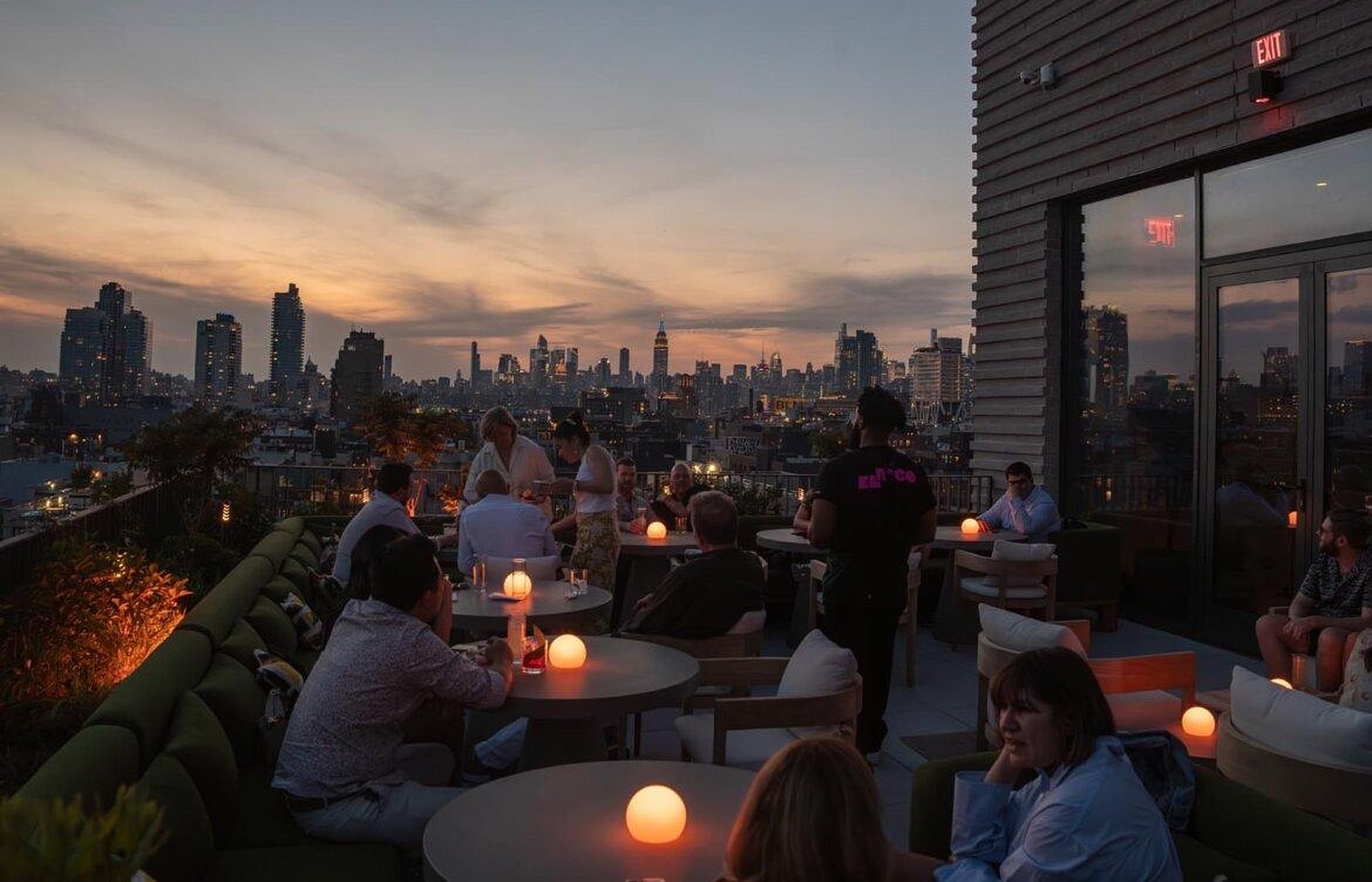 Warm rooftop architecture and skyline atmosphere